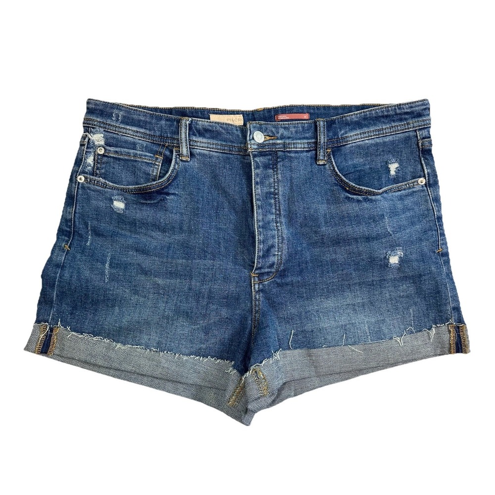 PILCRO Anthropologie 32 High Rise Blue Jean Shorts Denim Festival Boho